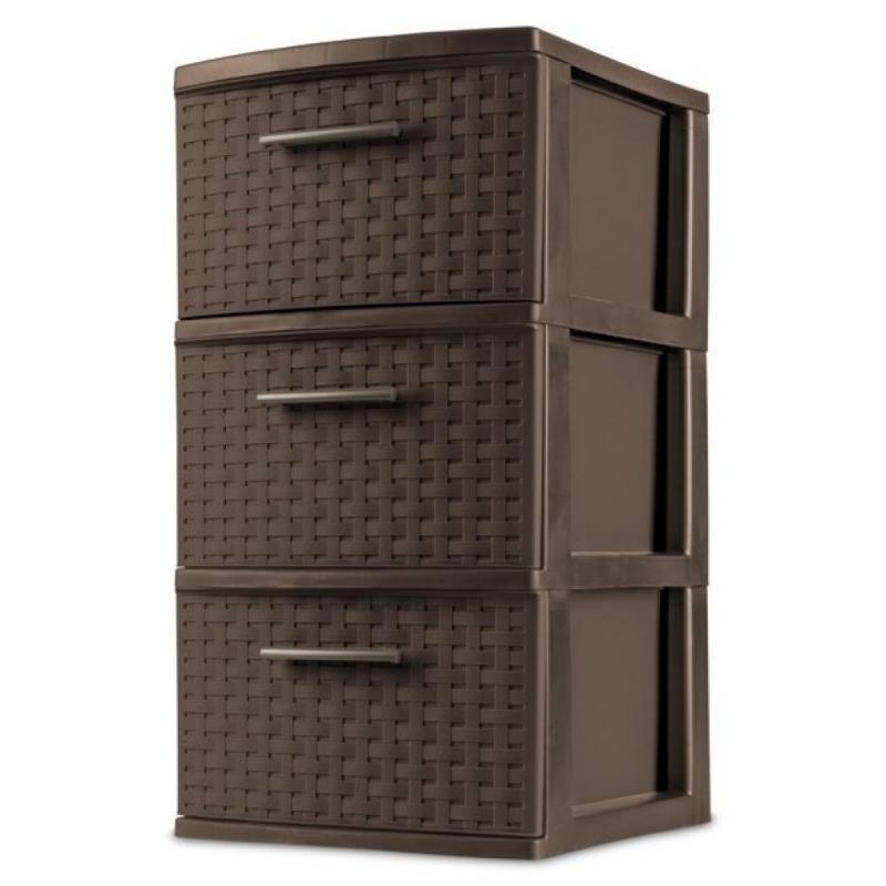 Sterilite 3-Drawer Weave Tower, Espresso