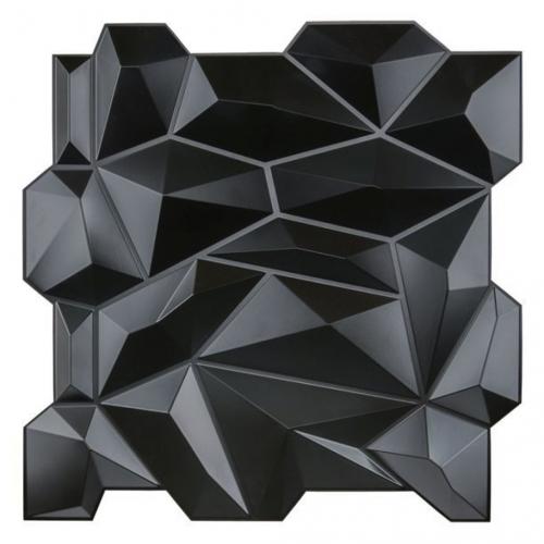 Art3d Black PVC 3D Wall Panel Diamond Wall Panel Jagged Matching 19.7 x 19.7 (12-Pack)