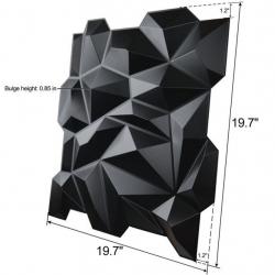 Art3d Black PVC 3D Wall Panel Diamond Wall Panel Jagged Matching 19.7 x 19.7 (12-Pack)