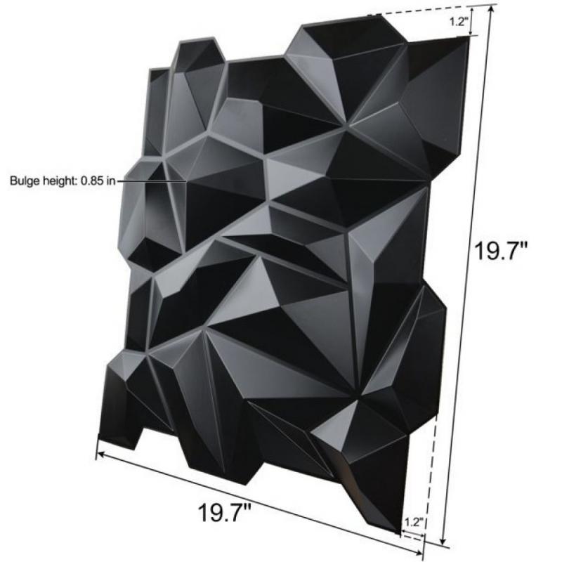 Art3d Black PVC 3D Wall Panel Diamond Wall Panel Jagged Matching 19.7 x 19.7 (12-Pack)