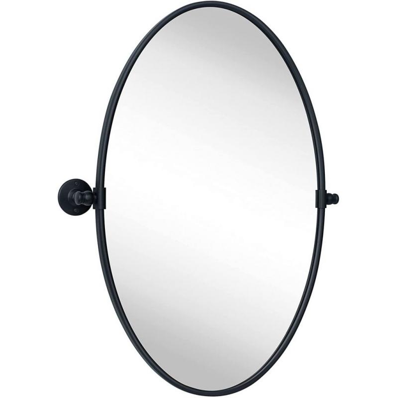 TEHOME Farmhouse Oval Metal Pivot Bathroom Vanity Mirror