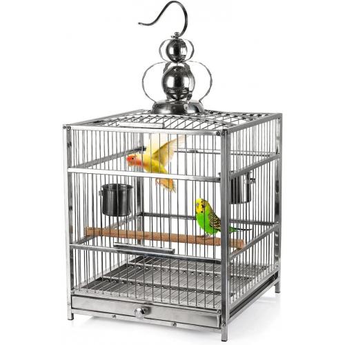 Lilithye Hanging Bird Cage Parakeet Cage Accessories Outdoor Pet Bird Travel Cages Perches with Stand for Conure Canary Parekettes Macaw Finch Cockatoo Budgie Cockatiels