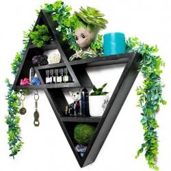 Large Triangle Shelf - Crystal Display Shelf for Stones, Essential oils, and More