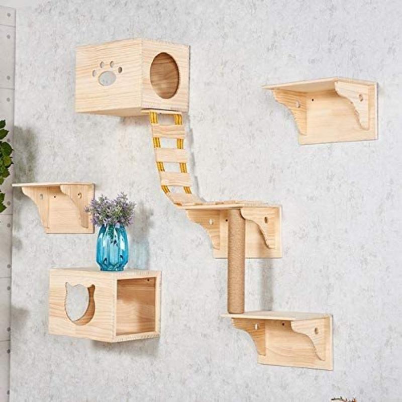 Wall Wood Cat Climber Set