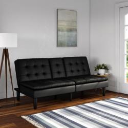 Mainstays Memory Foam Faux Leather PillowTop Futon, Black