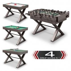 Classic Sport 54 4-in-1 Indoor Multi Game Table: Pool, Foosball, Table Tennis and Air Hockey