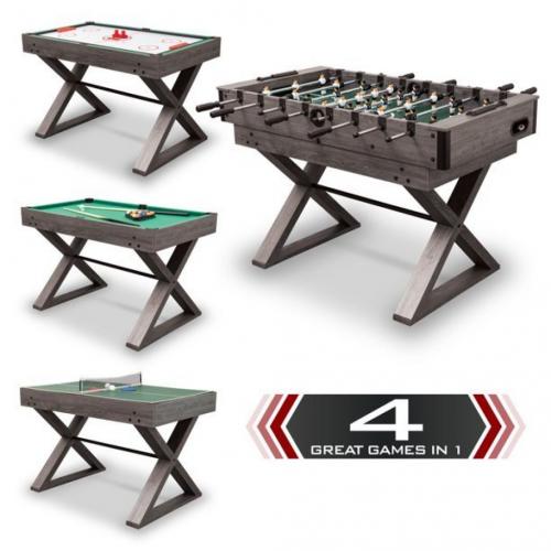 Classic Sport 54 4-in-1 Indoor Multi Game Table: Pool, Foosball, Table Tennis and Air Hockey