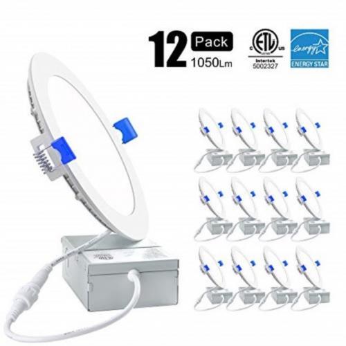 12 pack 6 inch Ultra-Thin LED Recessed Ceiling Light with Junction Box