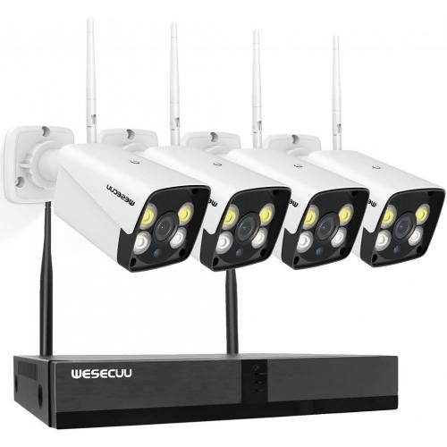 4 HD Wireless Security Cameras Outdoor, WESECUU