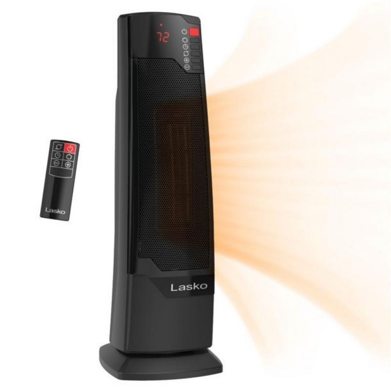 1500W Oscillating Ceramic Tower Space Heater with Remote, CT22835, Black