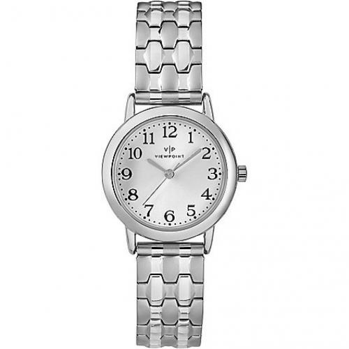 Viewpoint by Timex Women's 28mm Silver-Tone Dial Watch – Silver-Tone Expansion