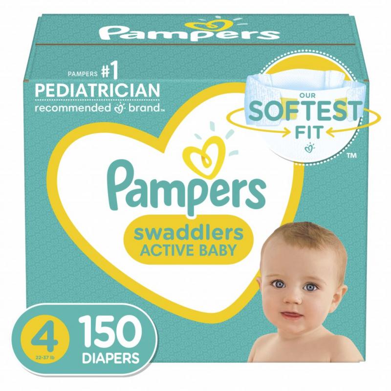 Pampers Swaddlers Diapers, Soft and Absorbent, Size 4, 150 Ct