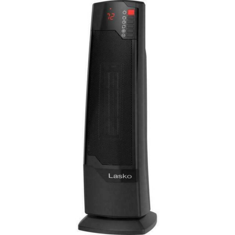 Lasko 1500W Oscillating Ceramic Tower Space Heater with Remote, CT22835, Black