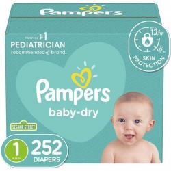 Diapers Newborn/Size 1 (8-14 lb), 252 Count - Pampers Baby Dry Disposable Baby Diapers, ONE MONTH SUPPLY