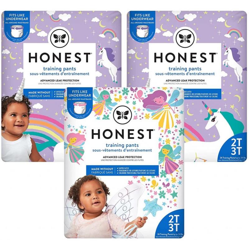 The Honest Company Training Pants, Unicorns + Fairies, Size 2T/3T, 78 Count Club Box