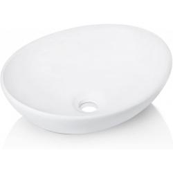 KES 16 x 13 Oval White Ceramic Vessel Sink - Modern Egg Shape Above Counter Bathroom Vanity Bowl