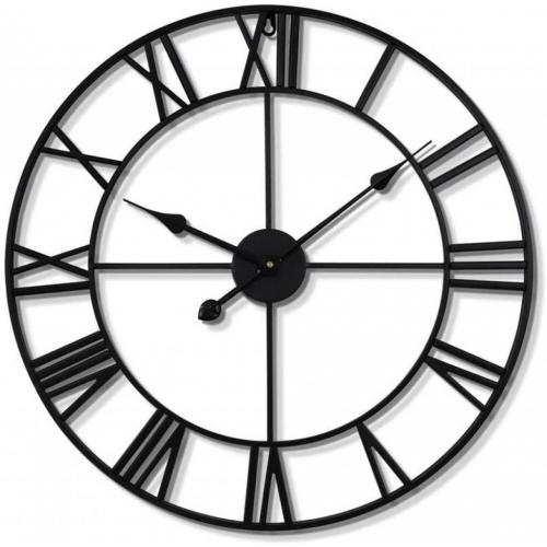 Large Modern Metal Wall Clocks Rustic Round Silent Non Ticking Battery Operated