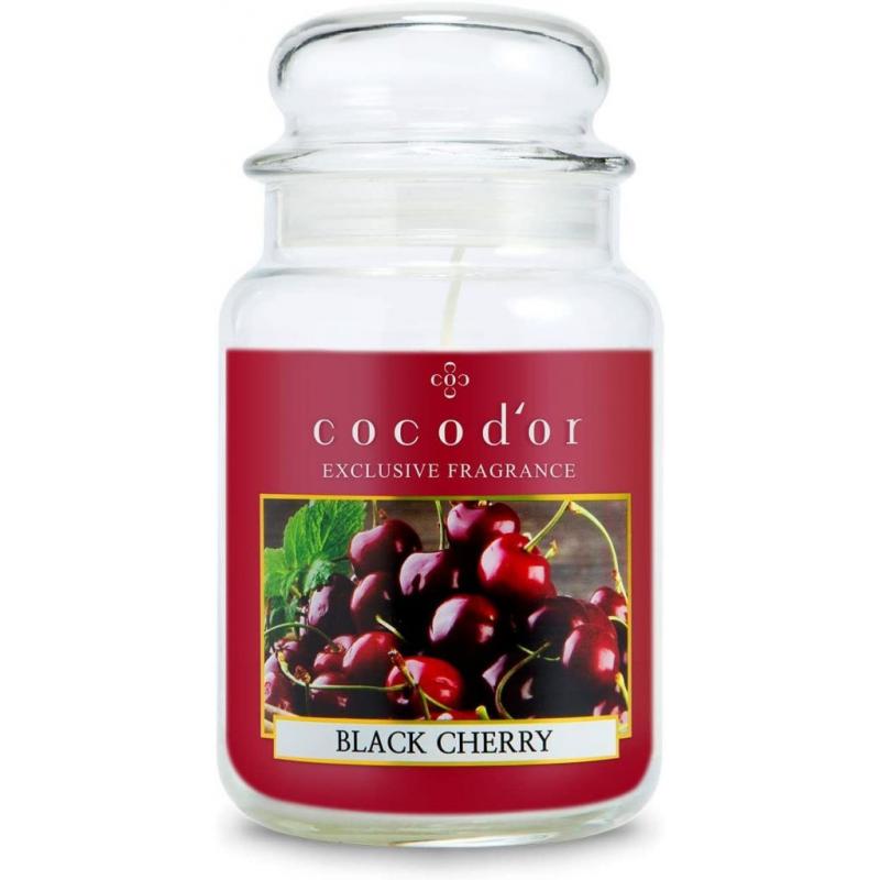 Cocodor Large Jar Candle/Black Cherry / 120-150 Hour Extended Burn Time/Holiday Decoration, Home Deco, Interior, Aromatherapy, Fragrance