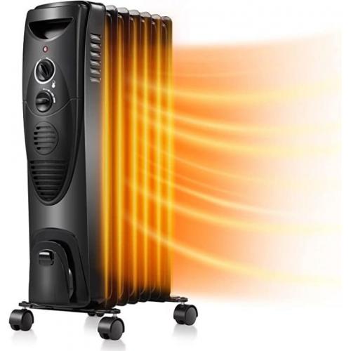 1500W Oil Filled Radiator Heater with Adjustable Thermostat, Overheating Protect