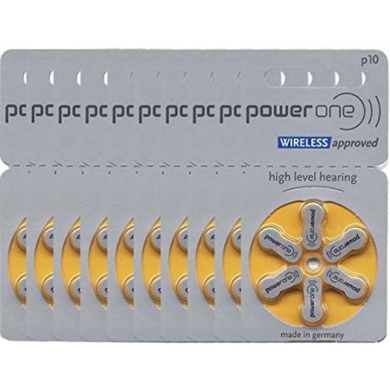 Power One Hearing Aid Battery Size 10 - Pack Of 60 Batteries