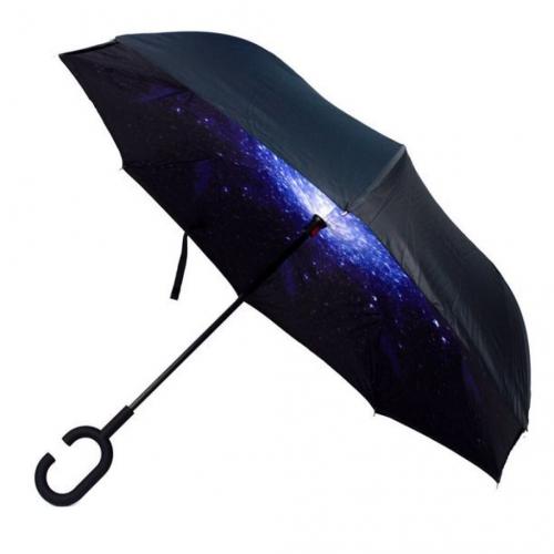 Double Layer Inverted Umbrella with C-Shaped Handle