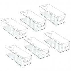 Set Of 6 Clear Stackable Refrigerator Organizer Bins, 10×6×3 Inch,