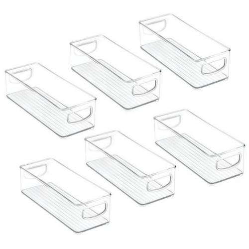 Set Of 6 Clear Stackable Refrigerator Organizer Bins, 10×6×3 Inch,