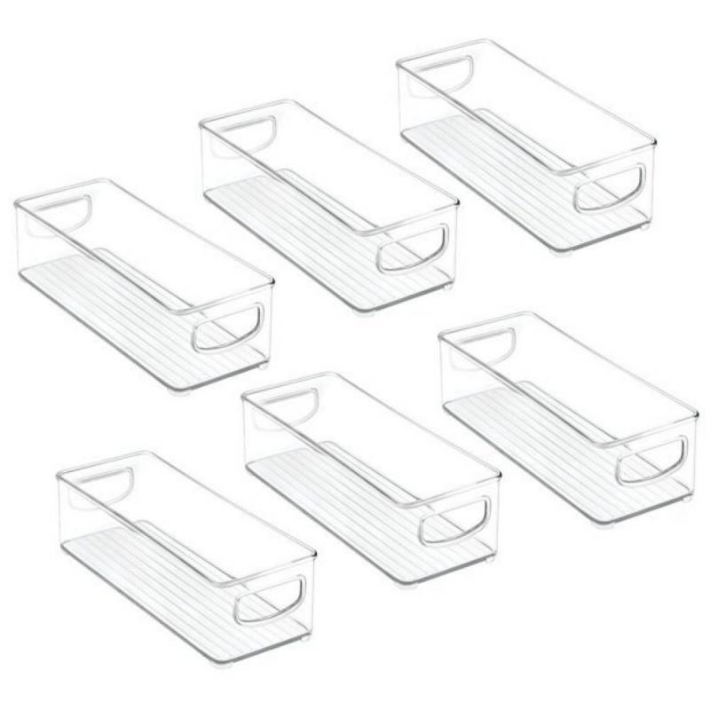 Set Of 6 Clear Stackable Refrigerator Organizer Bins, 10×6×3 Inch,