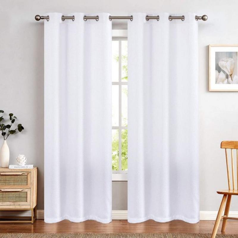 Barbossa Design Waffle Weave Textured Fabric Rod Pocket Window Tier