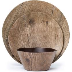 Melamine Dinner Set Wood Grain