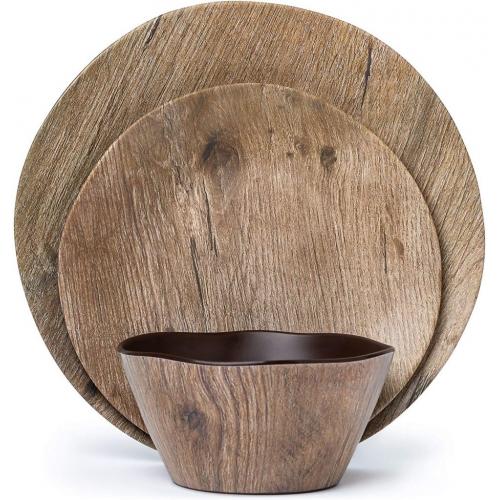 Melamine Dinner Set Wood Grain