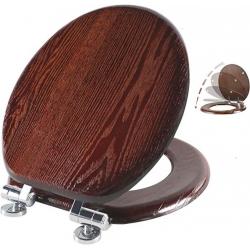 Toilet Seat Round Wood with Slow Close,Easy Clean,Quick-Release Hinges