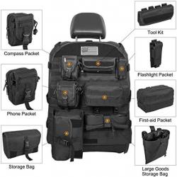 Tactical Car Seat Back Organizer with 5 Detachable Molle Pouch