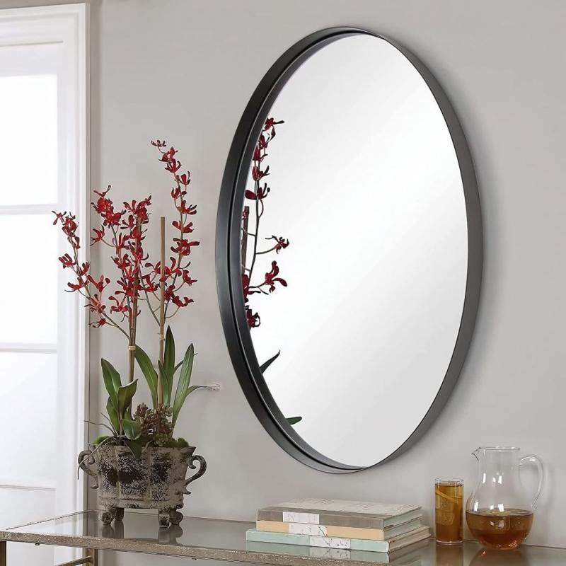 Black Bathroom Mirror Wall Mirror 24x36” with Stainless Steel Metal Frame