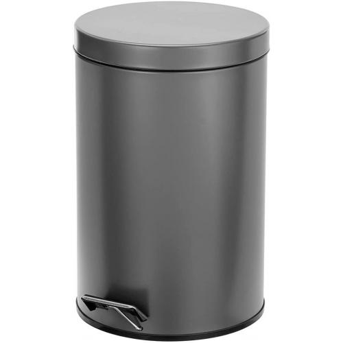 mDesign 3.2 Gallon/12 Liter Round Metal Step Trash Wastebasket