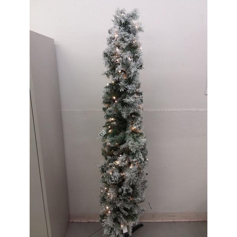 Clear Prelit Traditional Green Flocked Pencil Christmas Tree, 6'