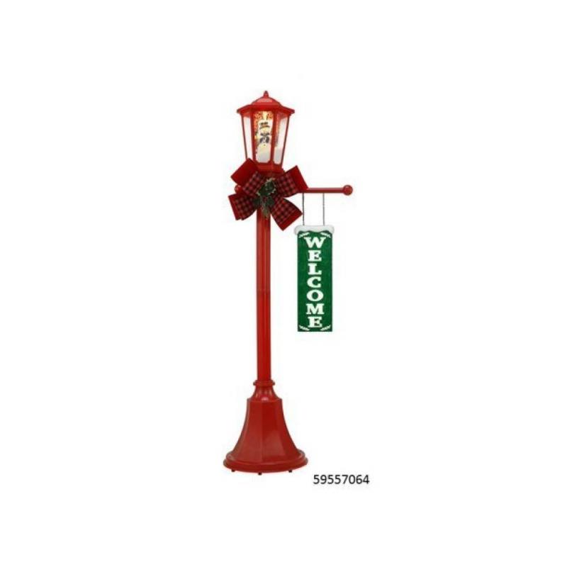 Holiday Time Snow Blowing, Muscial Snowman Lamppost, 56IN