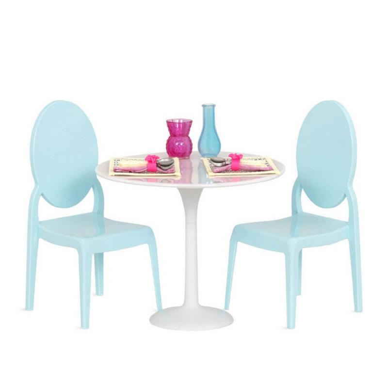 Our Generation Furniture Playset for 18 Dolls - Table for Two in White & Blue