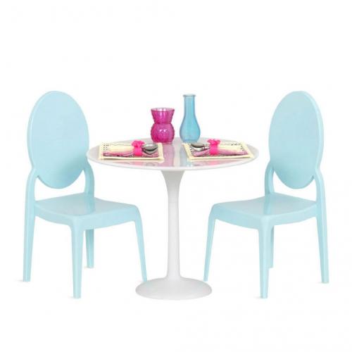 Our Generation Furniture Playset for 18 Dolls - Table for Two in White & Blue