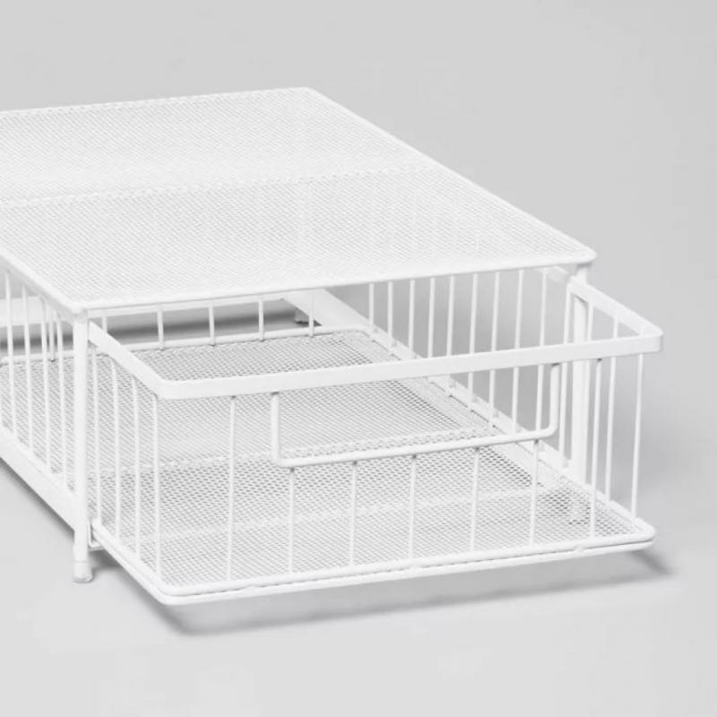 Small Stackable Slide Out Drawer White Brightroom