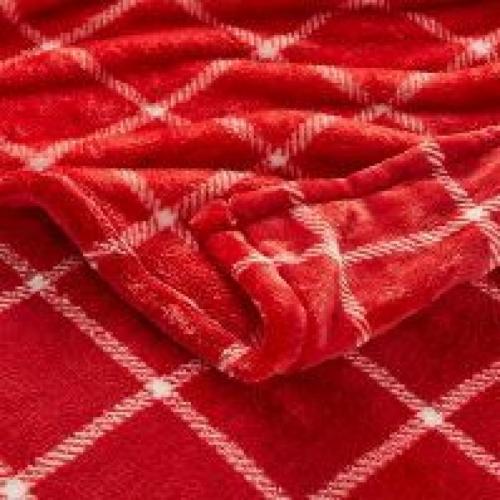 Twin/Twin XL Printed Pattern Microplush Bed Blanket Red Plaid - Threshold