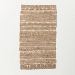 2' x 3' Natural Jute Variegated Stripe Area Rug Cream - Hearth & Hand with Magnolia