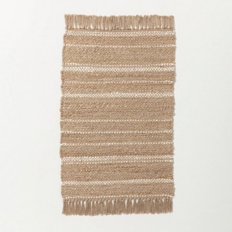 2' x 3' Natural Jute Variegated Stripe Area Rug Cream - Hearth & Hand with Magnolia