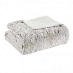 60x70 Oversized Marselle Faux Fur Throw Blanket White/Neutral - Madison Park