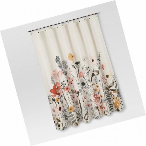 Floral Wave Shower Curtain White - Threshold