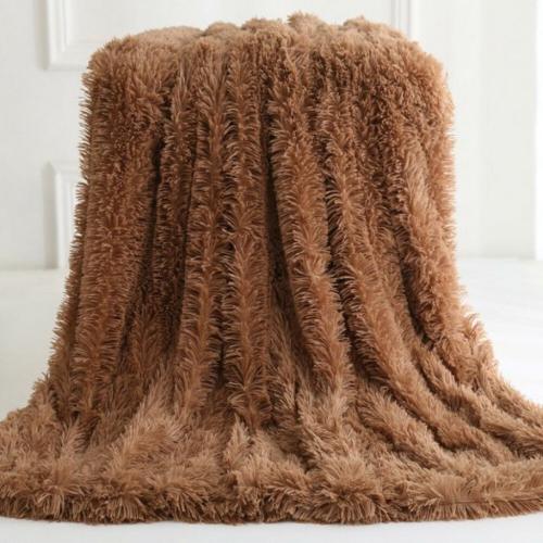Long Faux Fur Throw Blanket Neutral - Threshold
