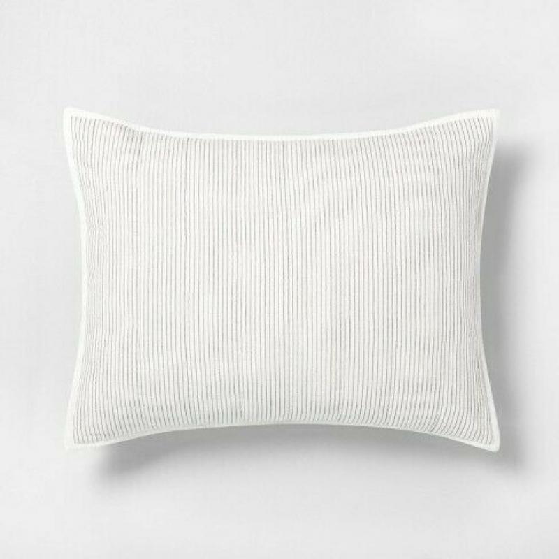 King Microstripe Pillow Sham Sour Cream / Railroad Gray - Hearth & Hand with Magnolia