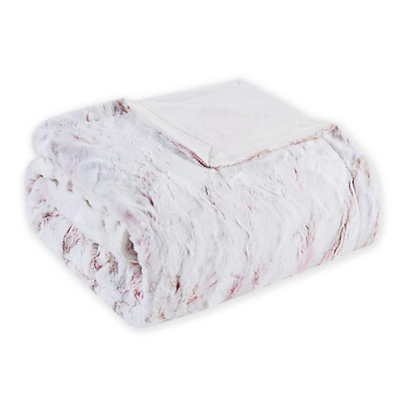 60x70 Oversized Aina Faux Fur Throw Blanket Blush - Madison Park