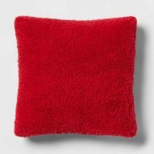 Solid Sherpa Square Throw Pillow Red - Threshold