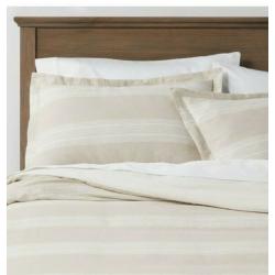 Full/Queen Chambray Yarn Dye Stripe Duvet & Sham Set Neutral